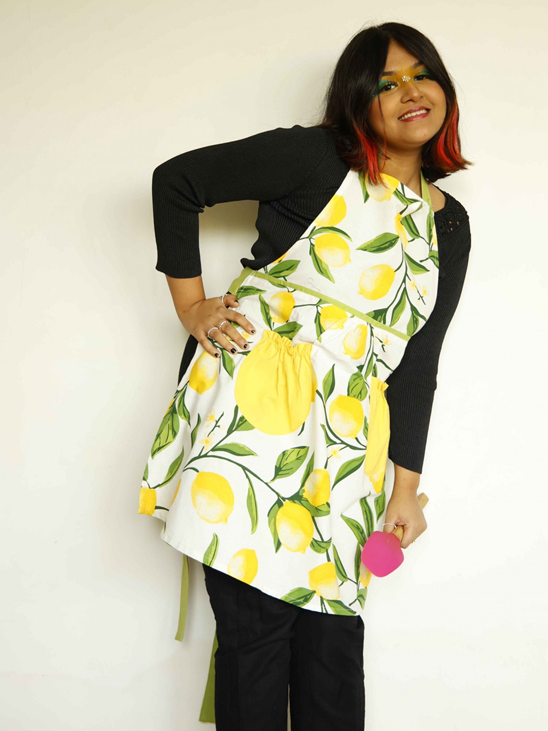 

Ariana Yellow & White Printed Cotton Apron