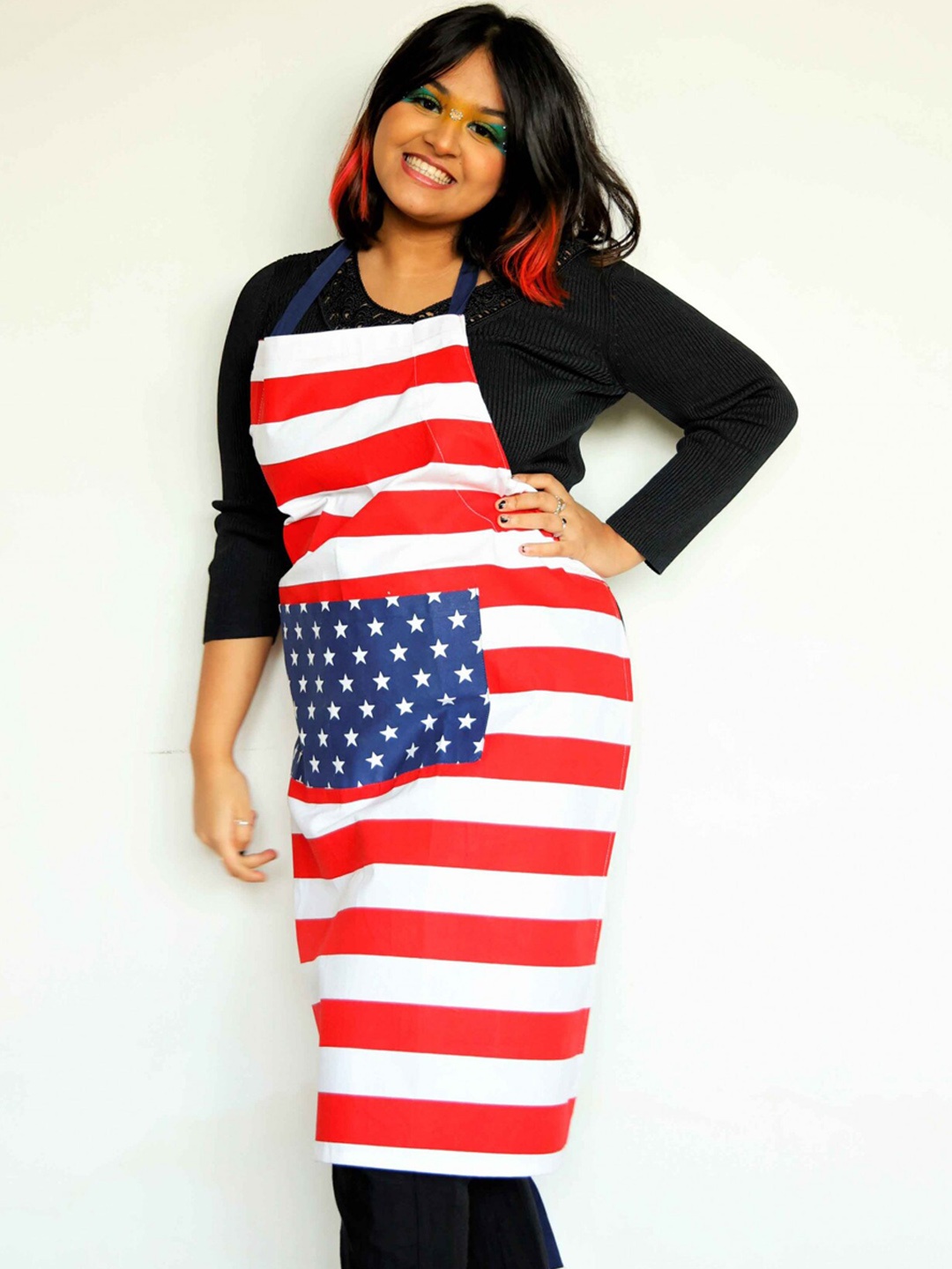 

Ariana Red & White Cotton Printed Apron