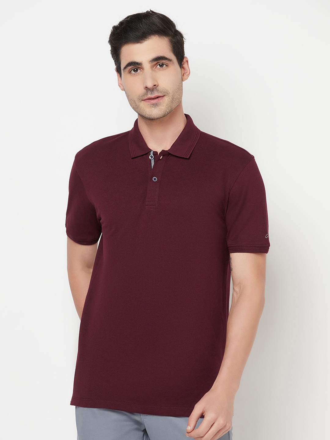 

Octave Men Maroon Polo Collar T-shirt