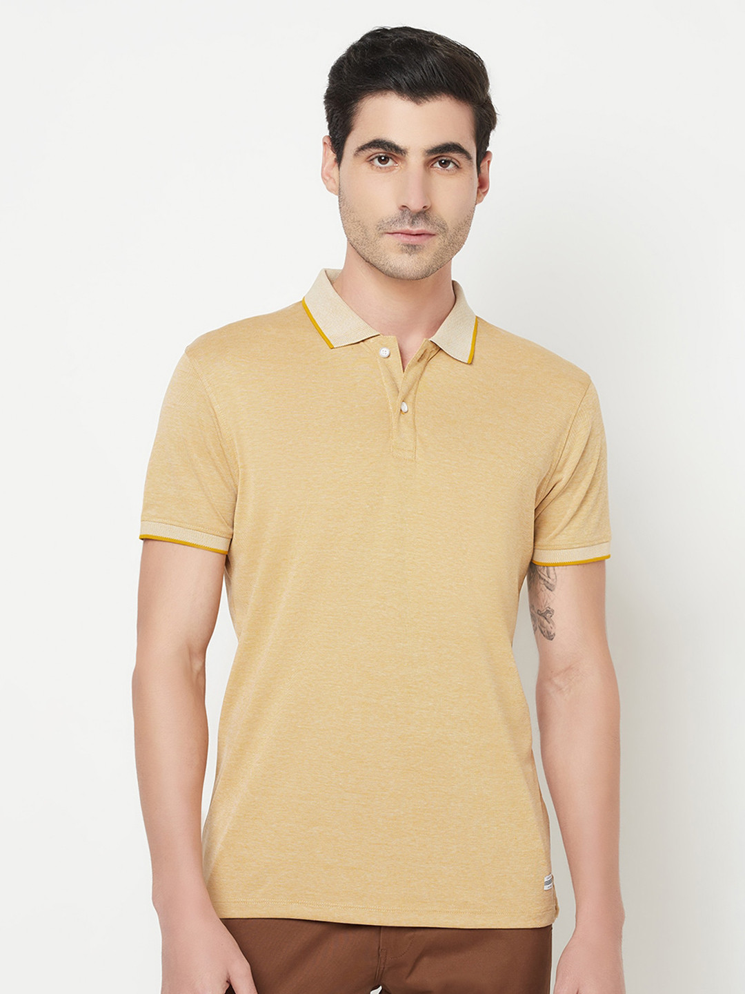 

Octave Men Yellow Solid Polo T-shirt