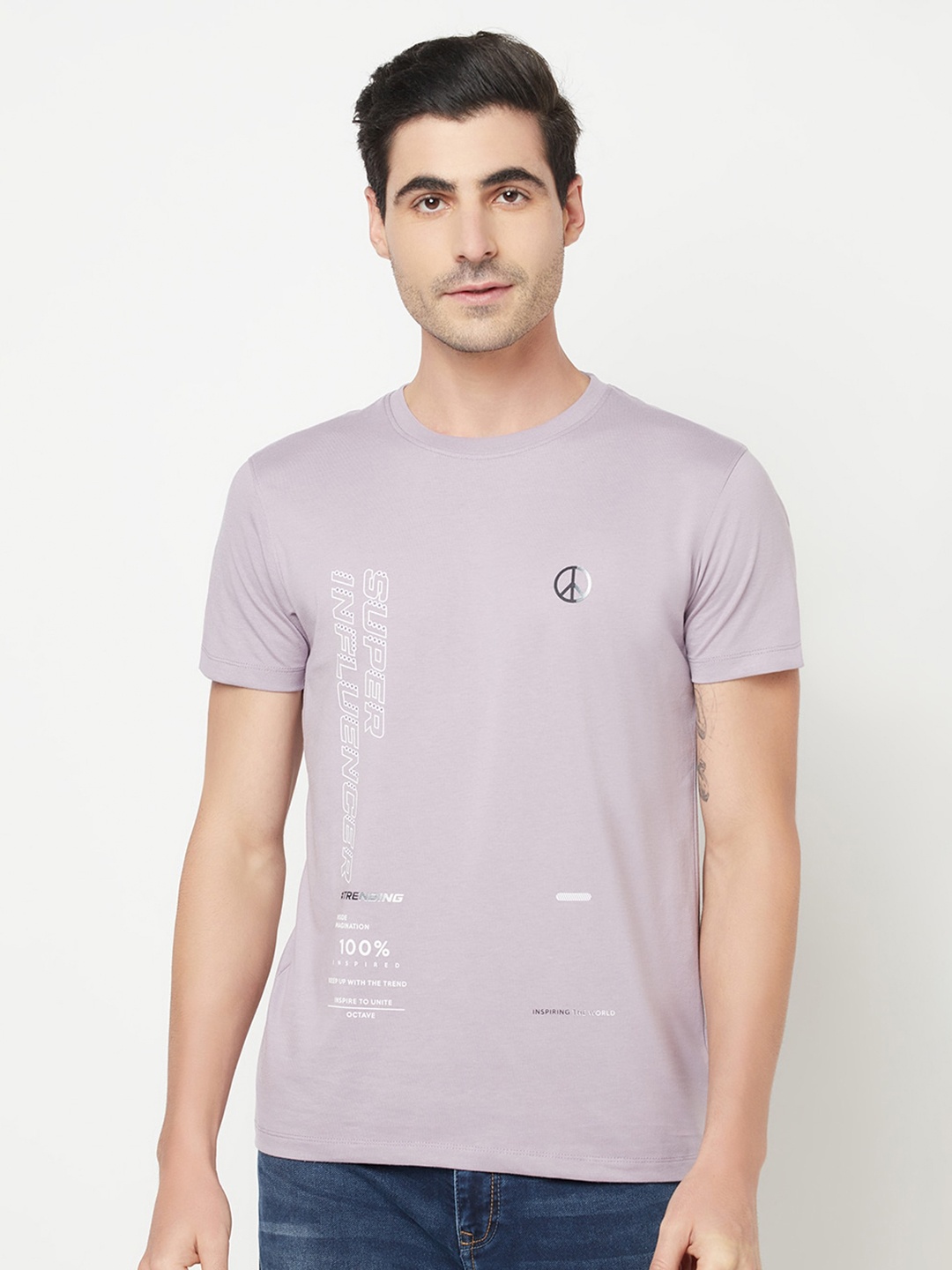 

Octave Men Purple Typography Printed T-shirt