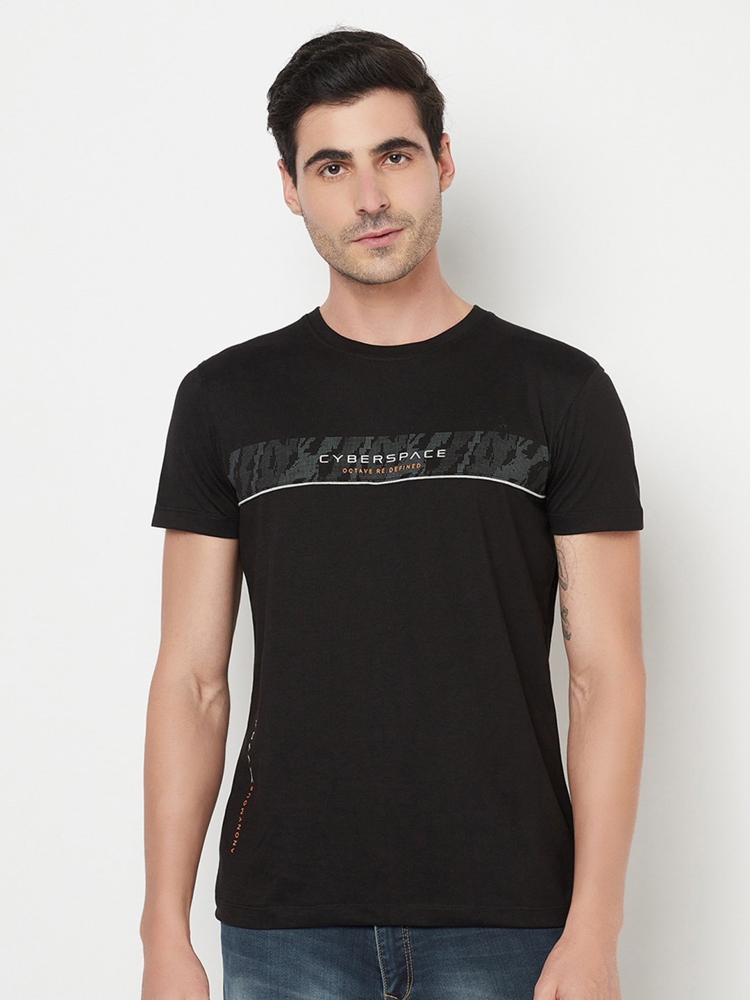 

Octave Men Black Typography Printed Cotton T-shirt