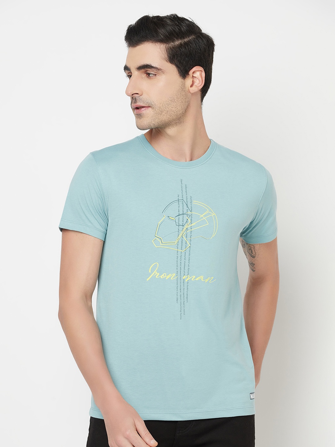

Octave Men Blue Iron Man Printed Cotton T-shirt