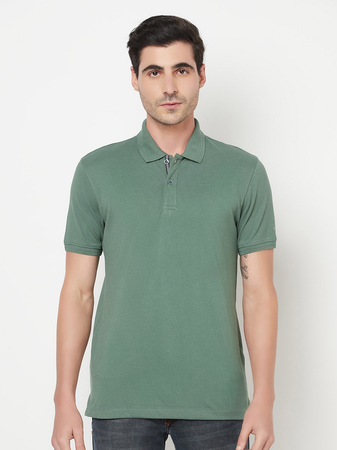 

Octave Men Olive Green Polo Collar T-shirt