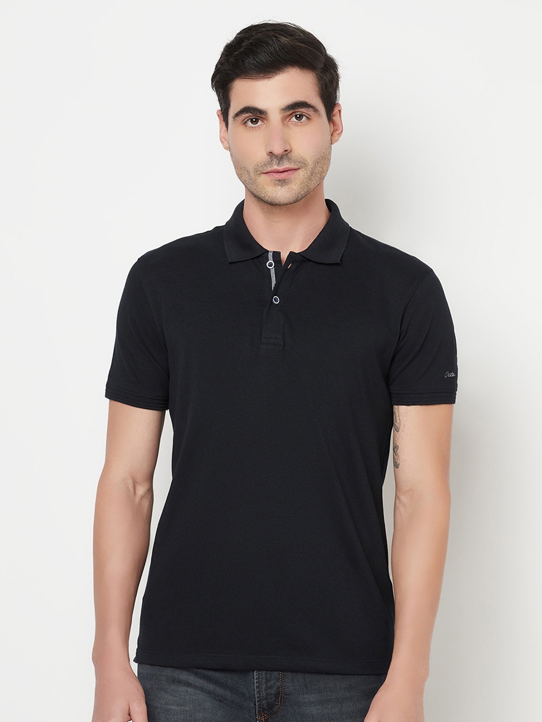

Octave Men Navy Blue Polo Collar T-shirt