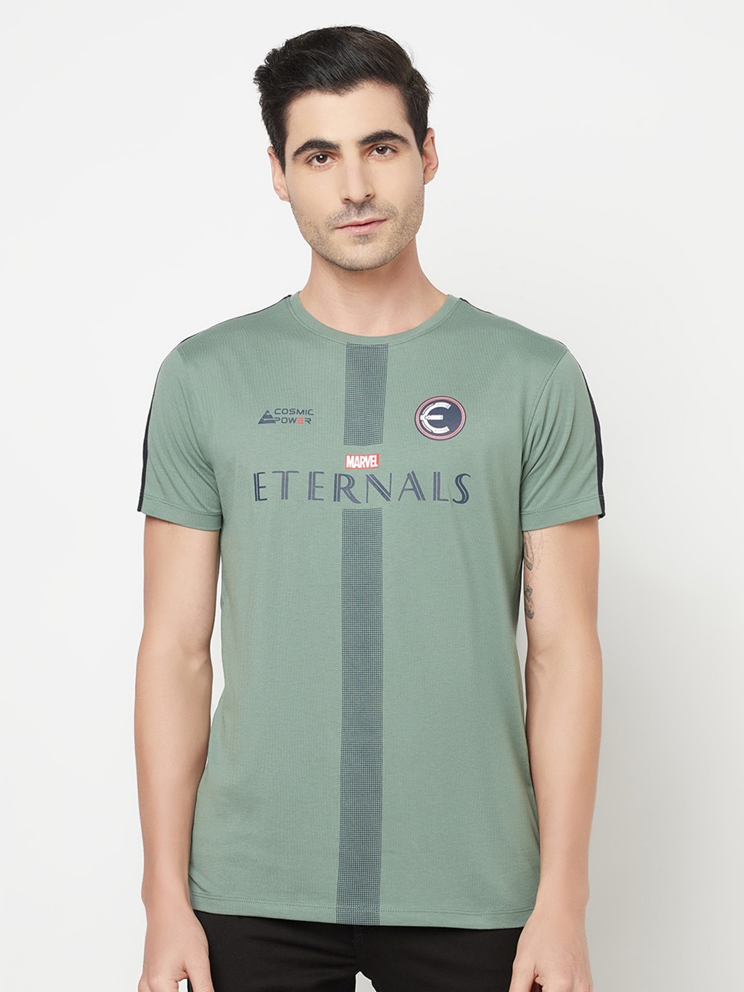

Octave Men Olive Green Typography Printed Cotton T-shirt