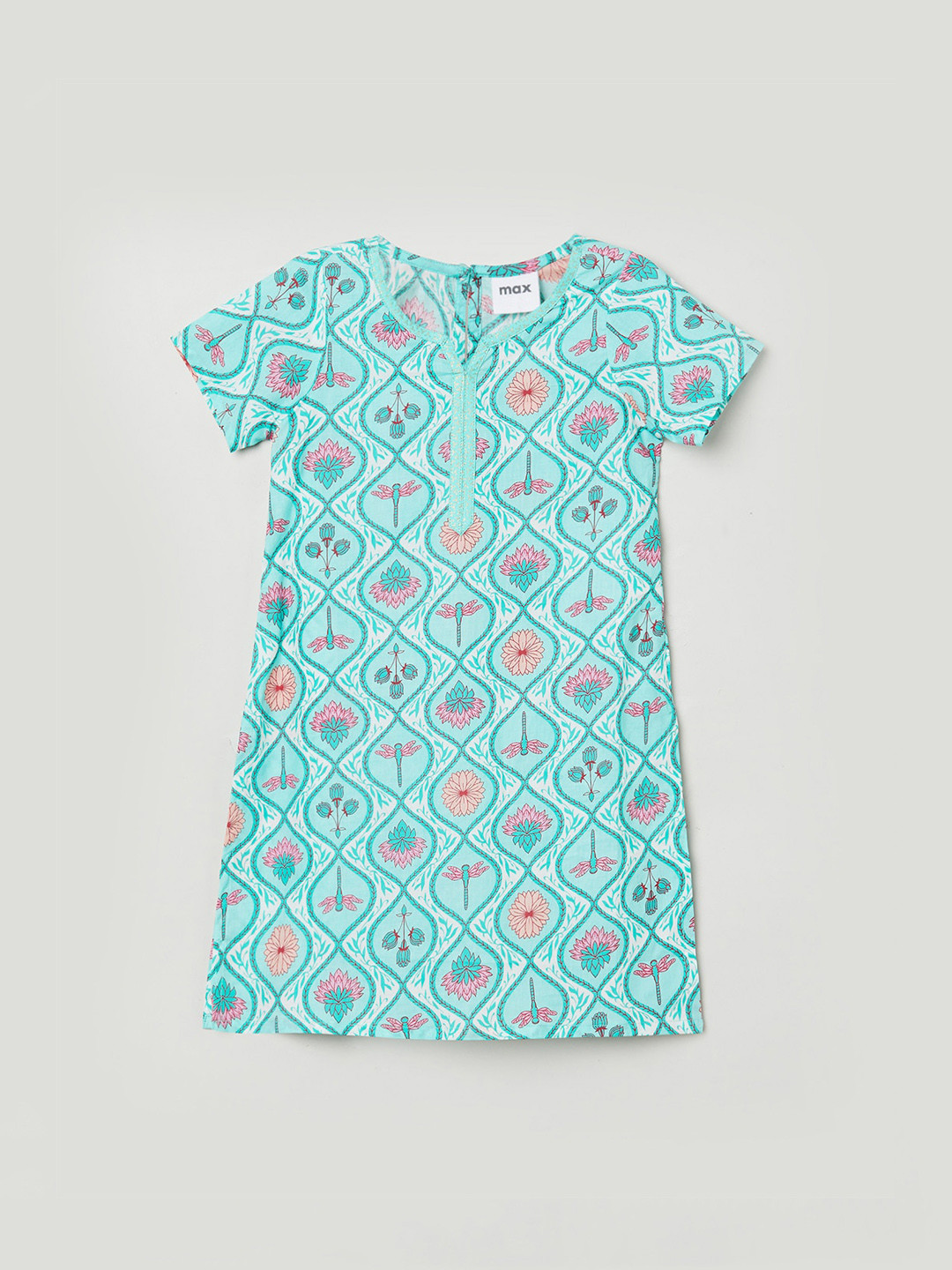 

max Girls Green Floral Printed Kurta