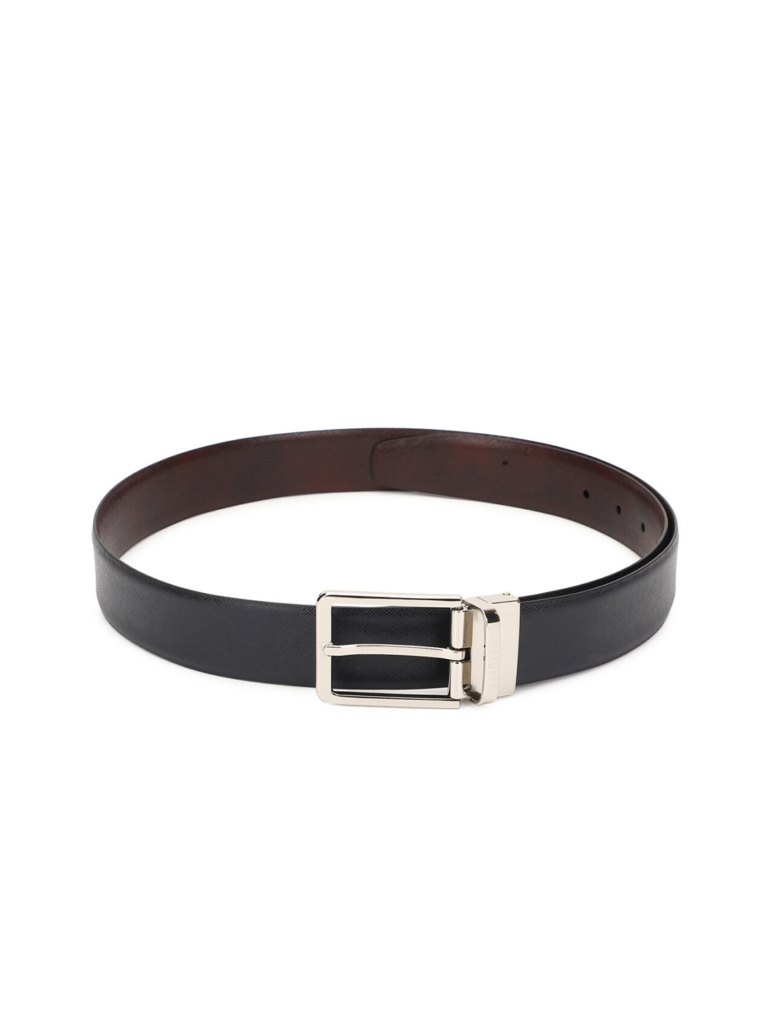 

Van Heusen Men Navy Blue Textured Leather Formal Belt