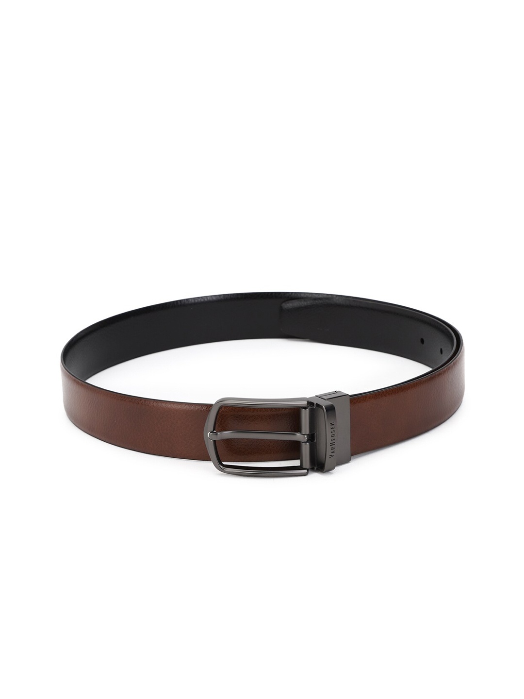 

Van Heusen Men Brown & Black Reversible Textured Leather Formal Wide Belt