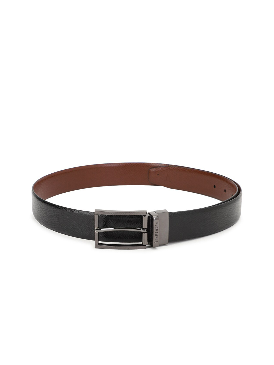 

Van Heusen Men Black Textured Leather Belt