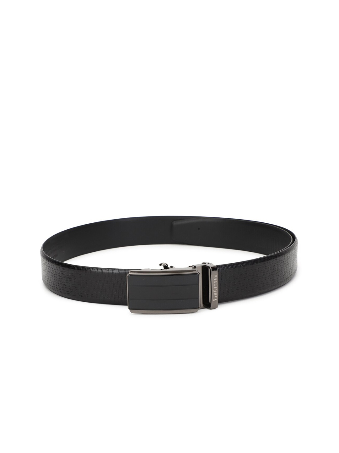 

Van Heusen Men Black Textured Leather Belt