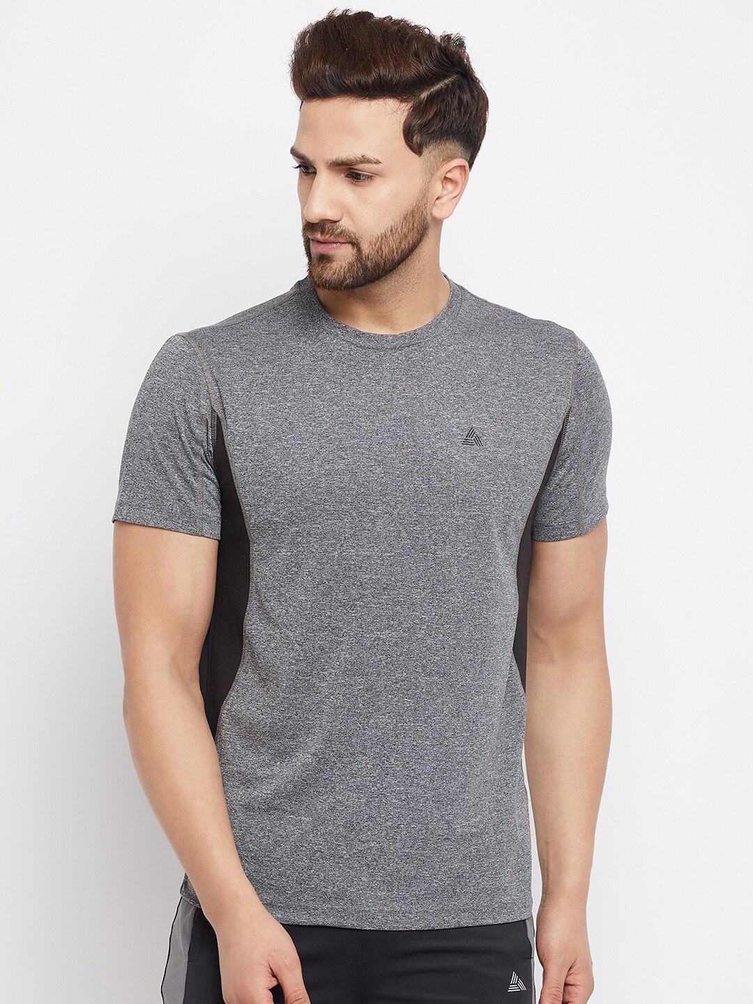 

ATHLISIS Men Grey Melange Slim Fit T-shirt with Active Quick Dry Technology