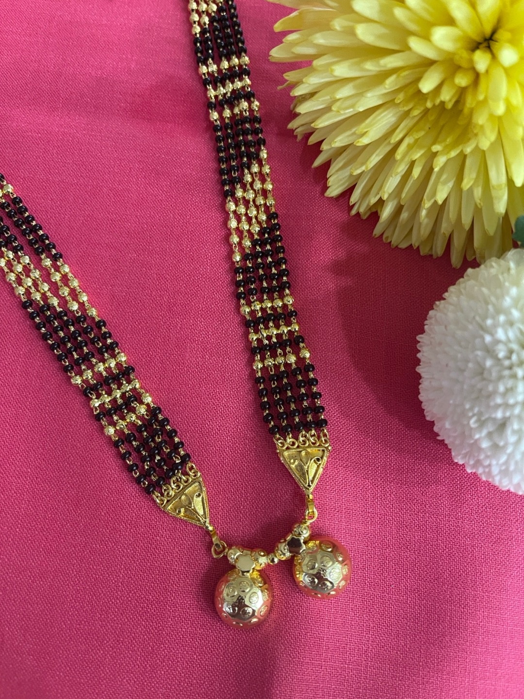 

Digital Dress Room Gold-Plated Black Beaded Mangalsutra