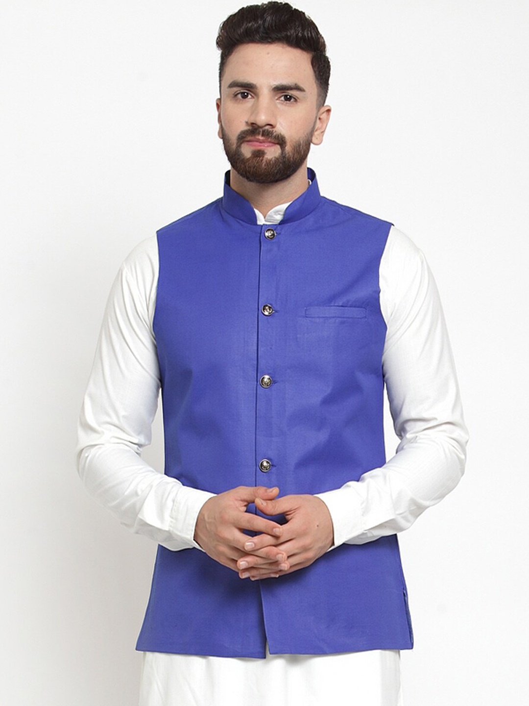 

Jompers Men Royal Blue Solid Waistcoat