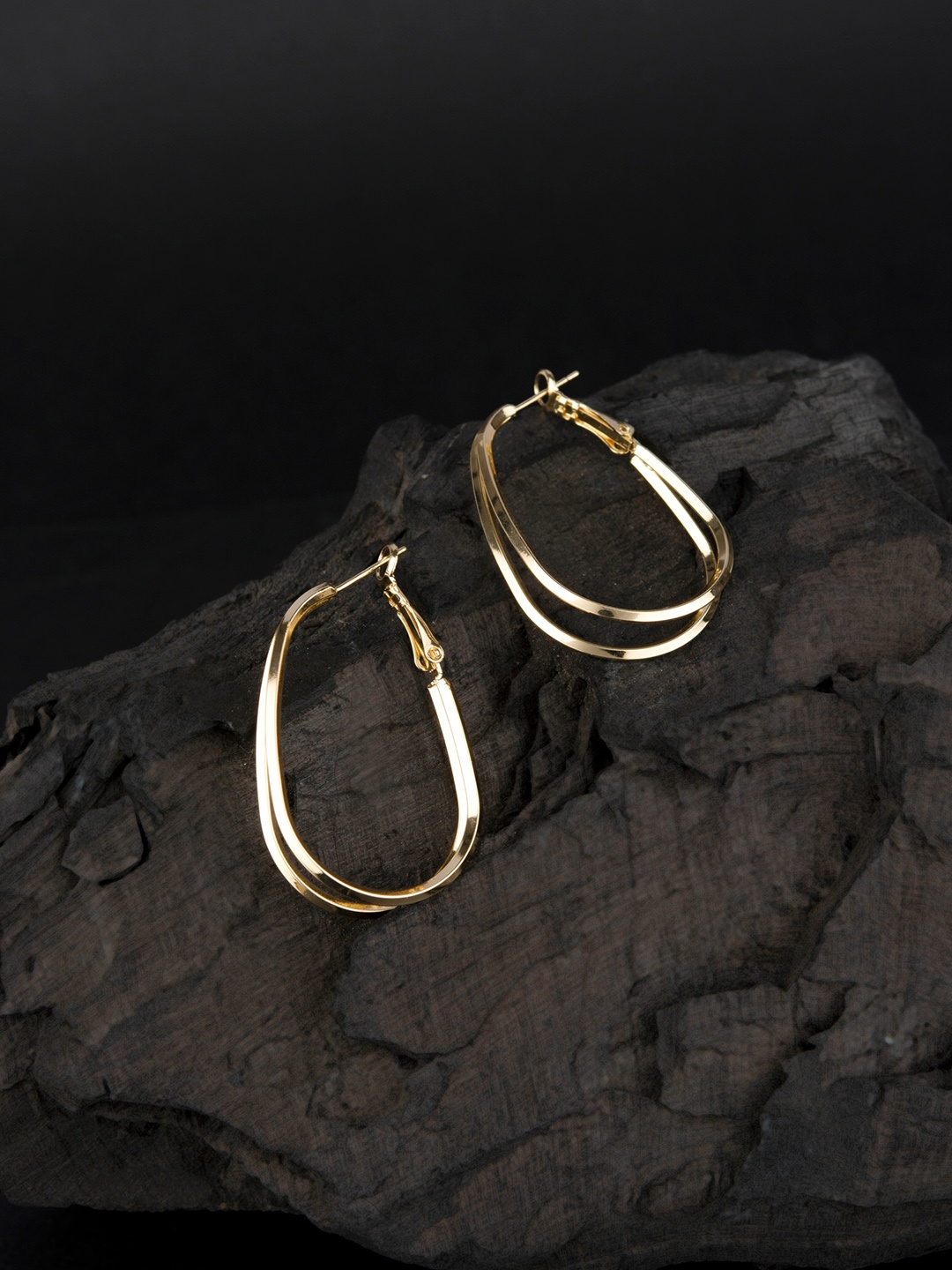 

E2O Gold-Toned Contemporary Layered Hoop Earrings
