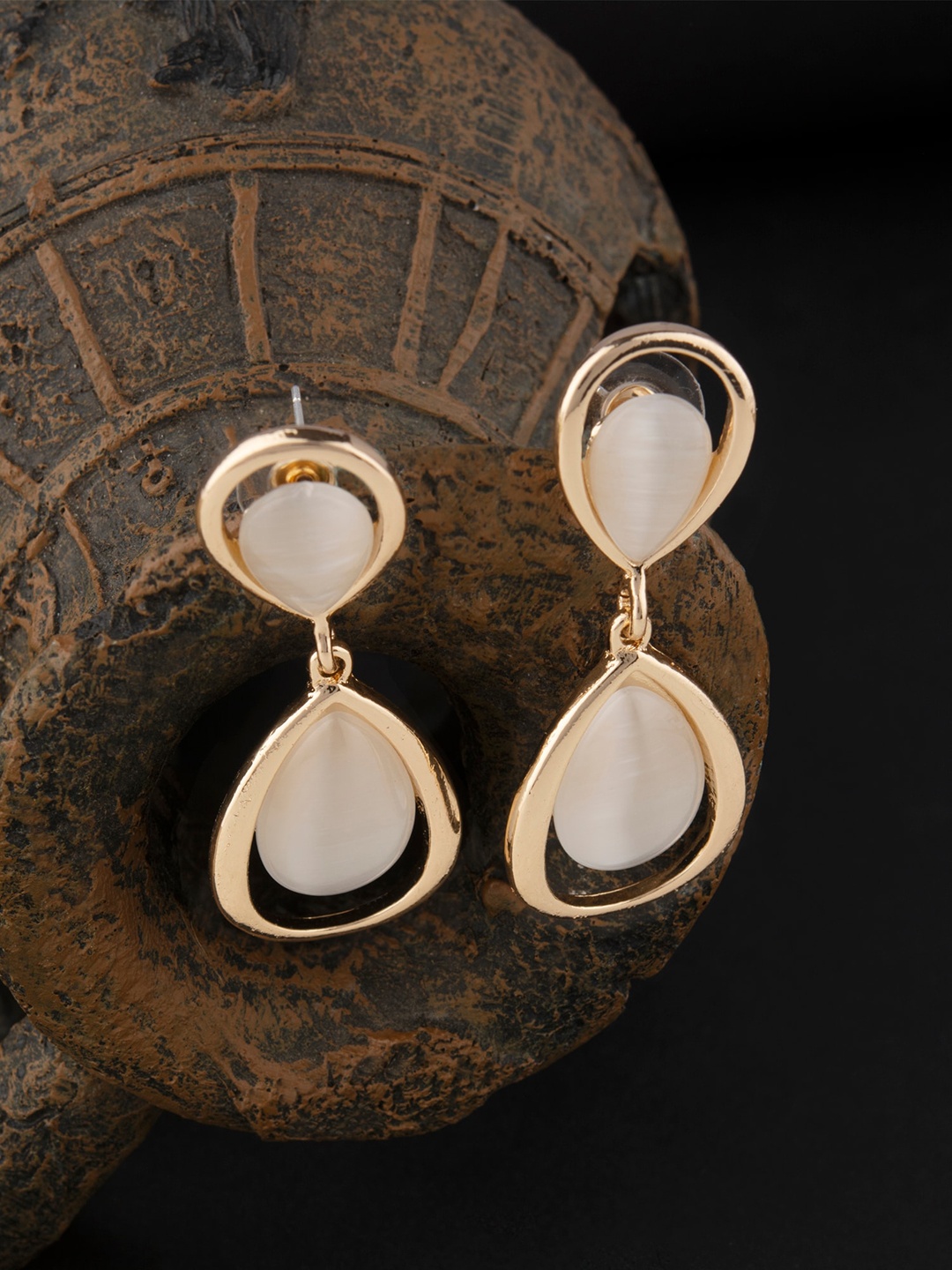 

E2O Gold-Toned Contemporary Drop Earrings