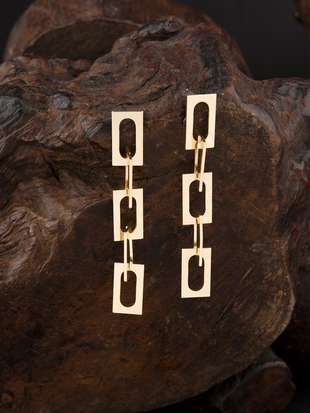 

E2O Gold-Toned Contemporary Chain Drop Earrings