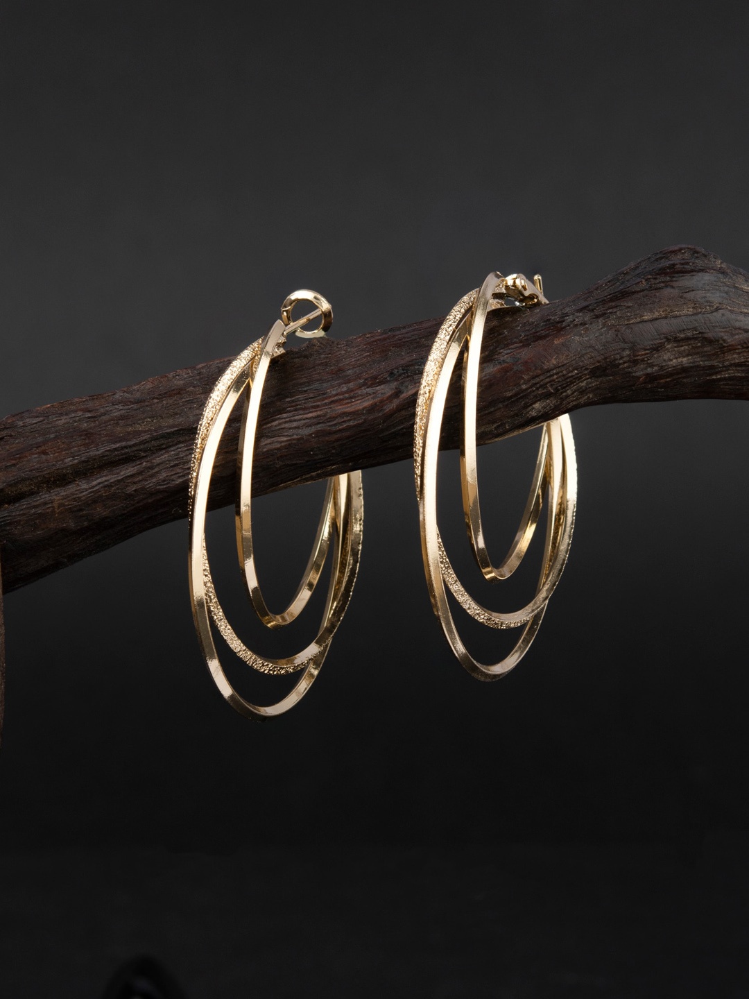 

E2O Gold-Plated Contemporary Statement Hoop Earrings