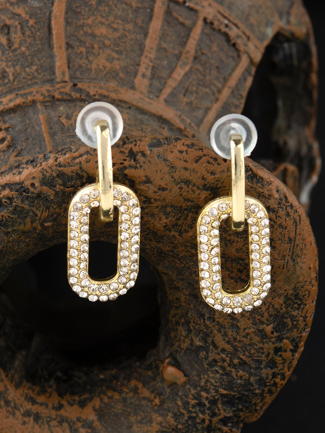 

E2O Gold-Toned Contemporary Drop Earrings