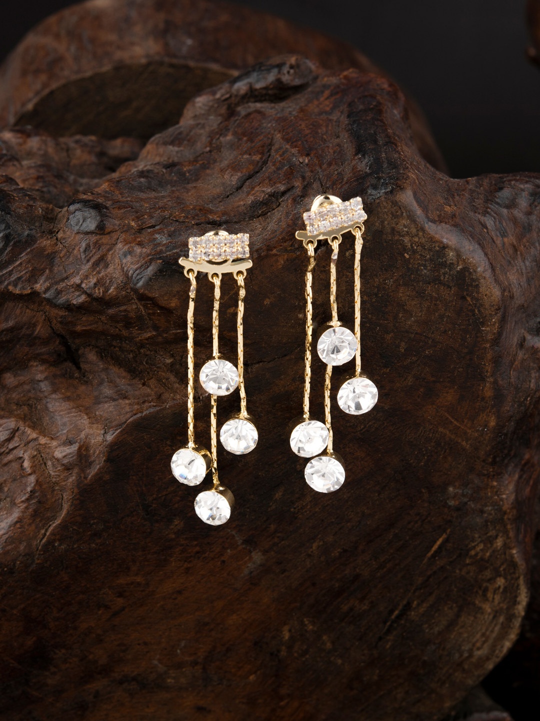 

E2O Gold-Toned & White Contemporary Drop Earrings
