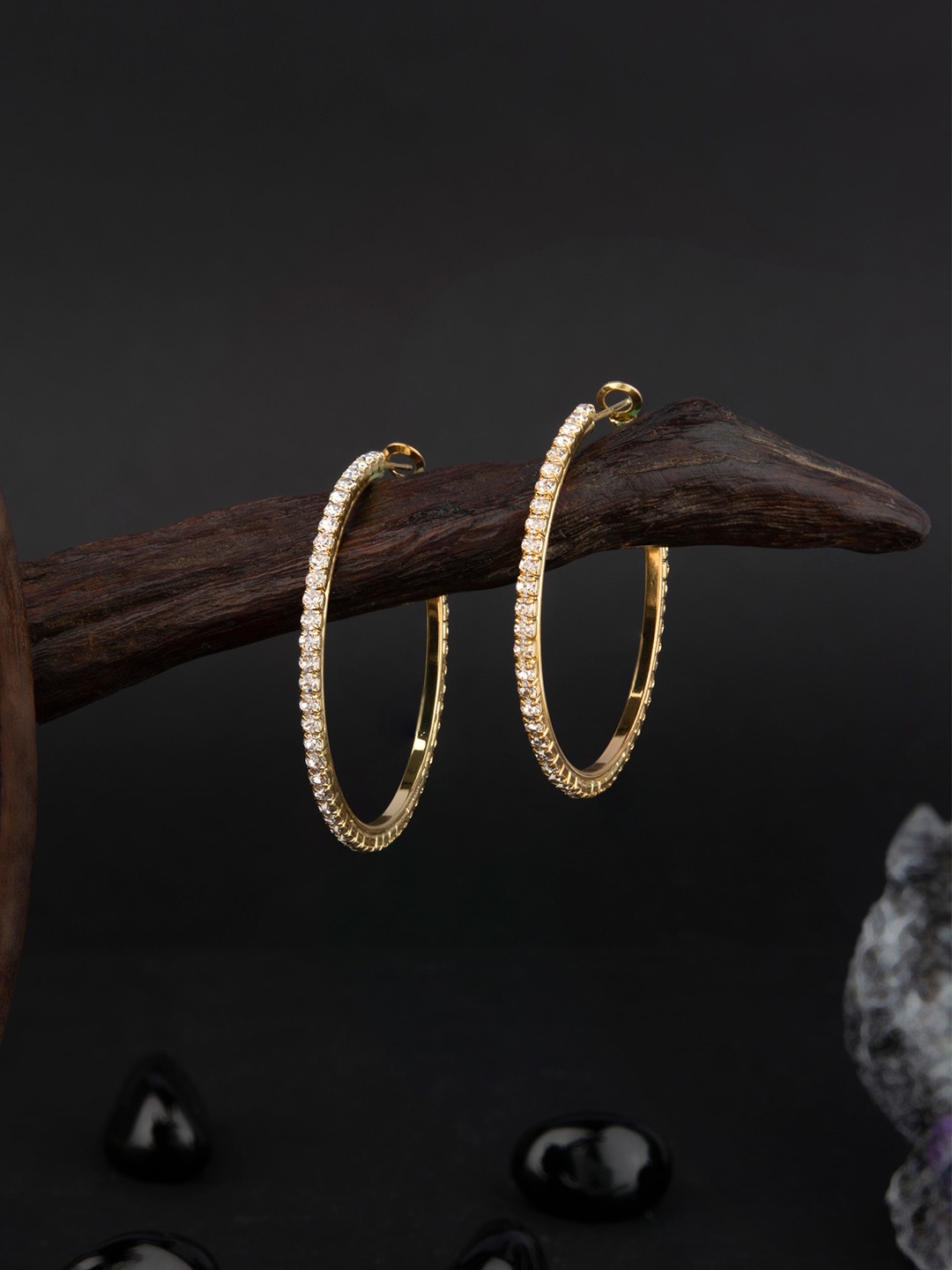 

E2O Women Gold-Toned Contemporary Half Hoop Earrings