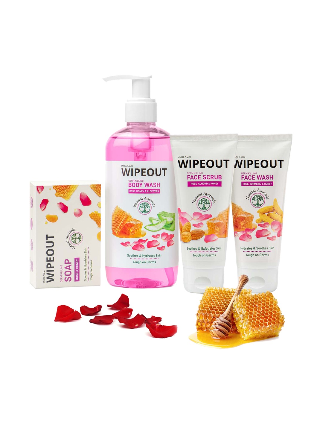 

MyGlamm Wipeout Germ Killing Body Wash-Rose & Honey-300g, White