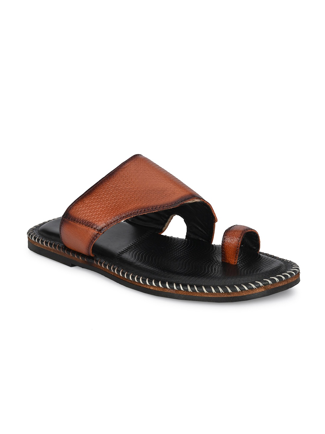 

Eego Italy Men Tan & Black Leather Comfort Sandals