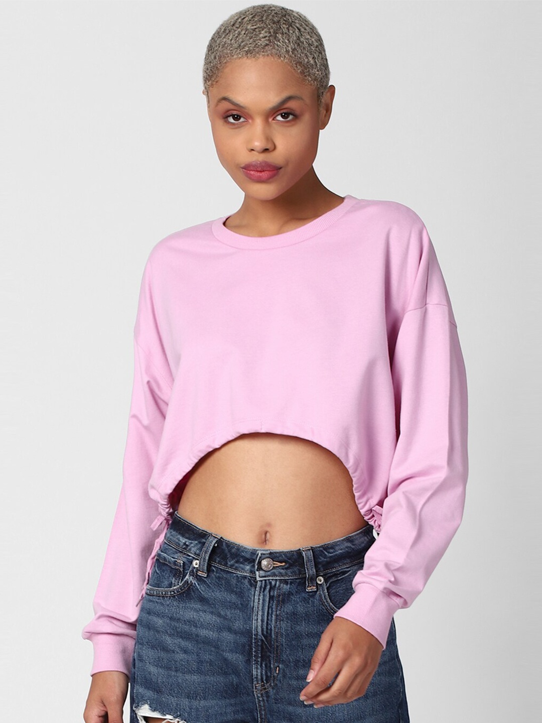 

FOREVER 21 Women Lavender Crop Pullover