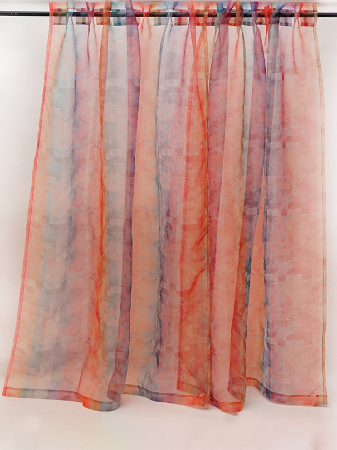 

ZEBA Orange Sheer Abstract Door & Window Curtain