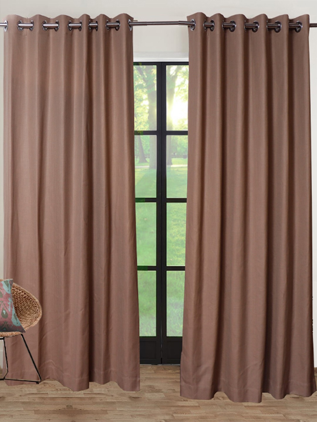 

ZEBA Brown Embroidered Door Curtain