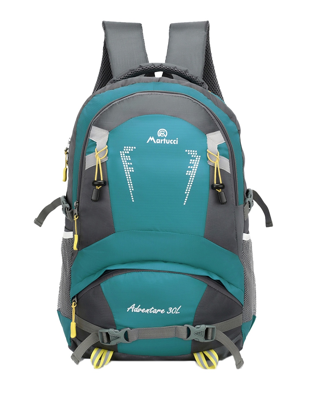 

Martucci Unisex Teal Blue & Grey Brand Logo Backpack with Reflective Strip