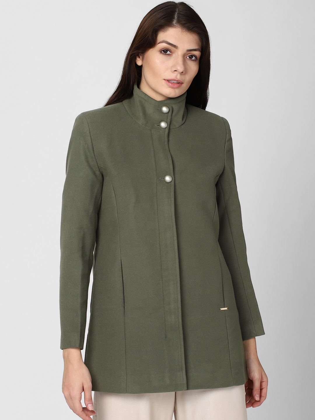 

Van Heusen Woman Women Olive Green Solid Longline Tailored Jacket