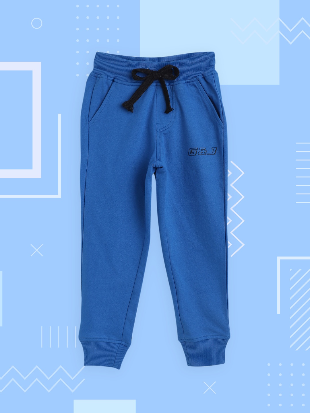

Gini and Jony Boys Blue Solid Cotton Joggers