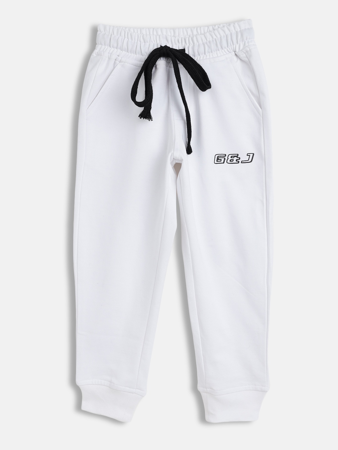 

Gini and Jony Boys White Solid Cotton Joggers
