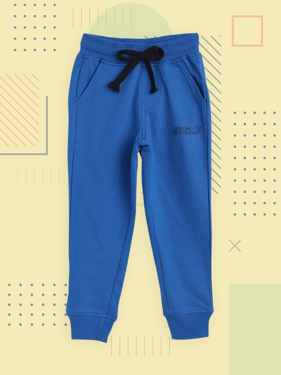 

Gini and Jony Boys Blue Solid Cotton Joggers