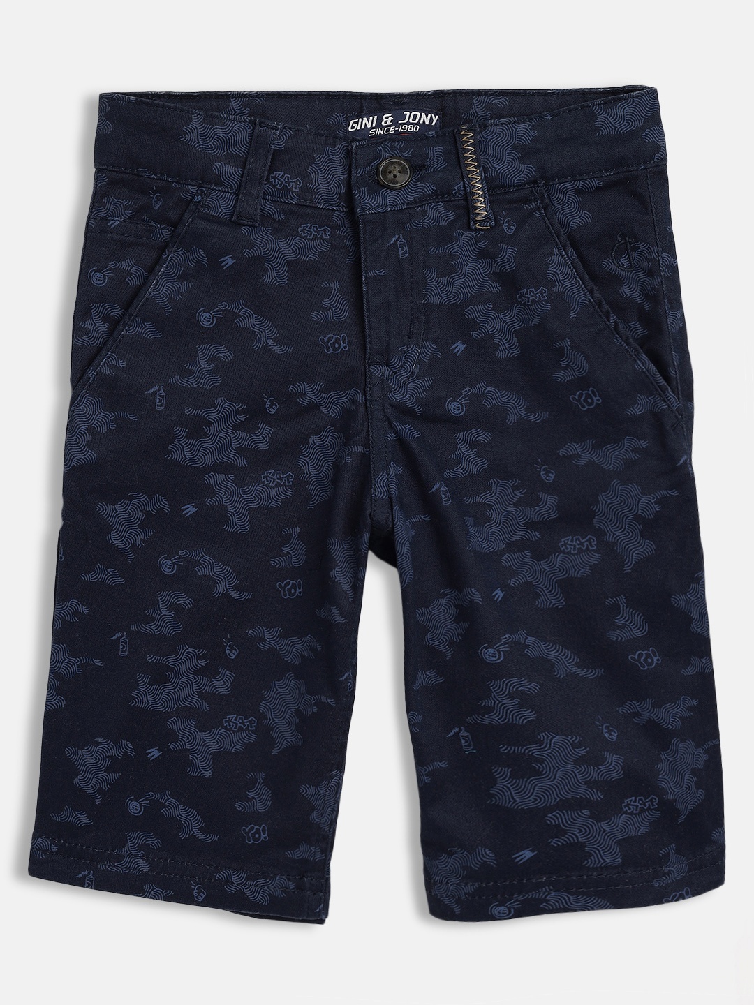 

Gini and Jony Boys Blue Graphic Print Mid-Rise Shorts
