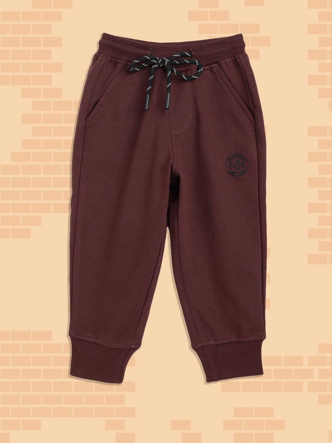 

Gini and Jony Boys Burgundy Solid Cotton Joggers