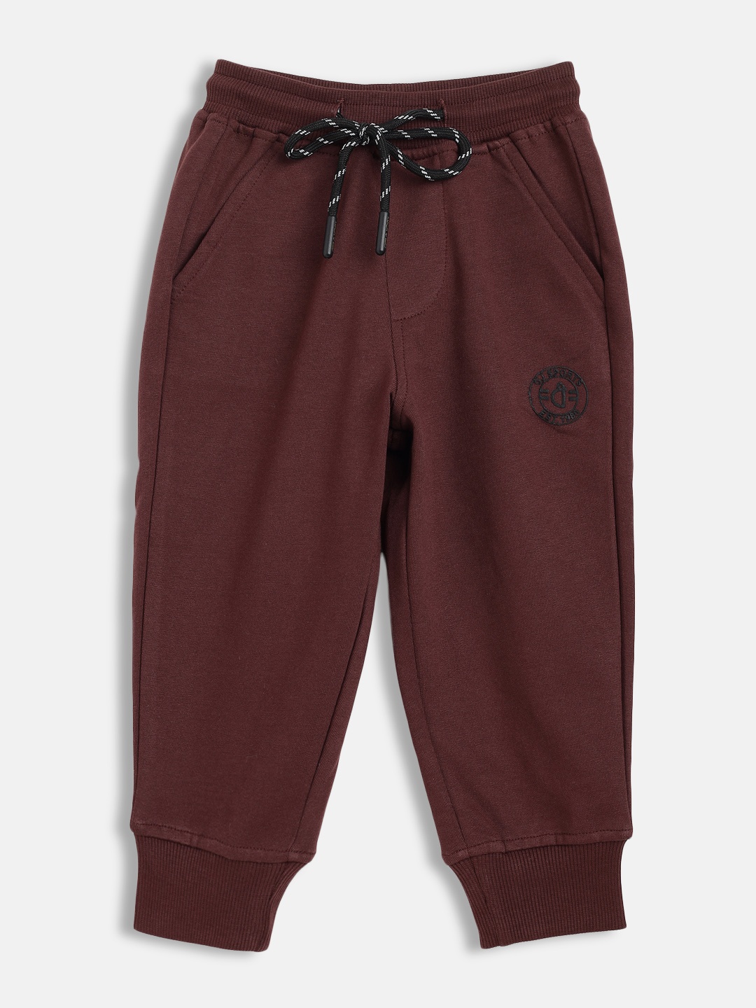 

Gini and Jony Boys Burgundy Solid Cotton Joggers