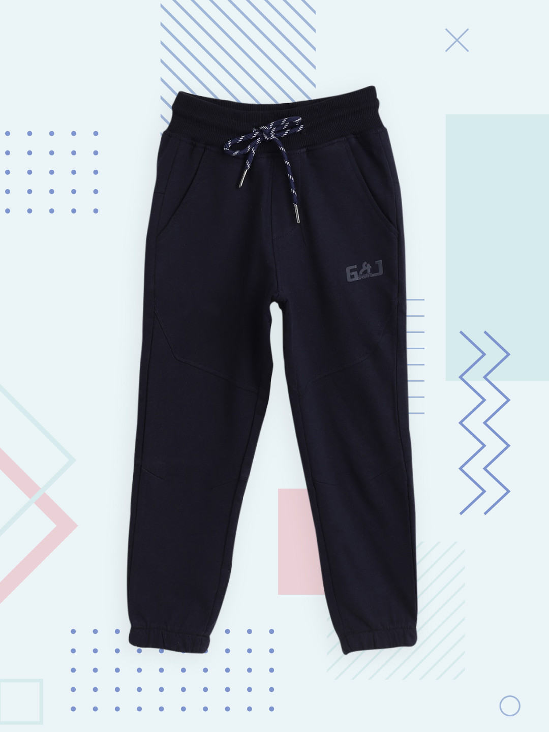 

Gini and Jony Boys Navy Blue Solid Cotton Joggers