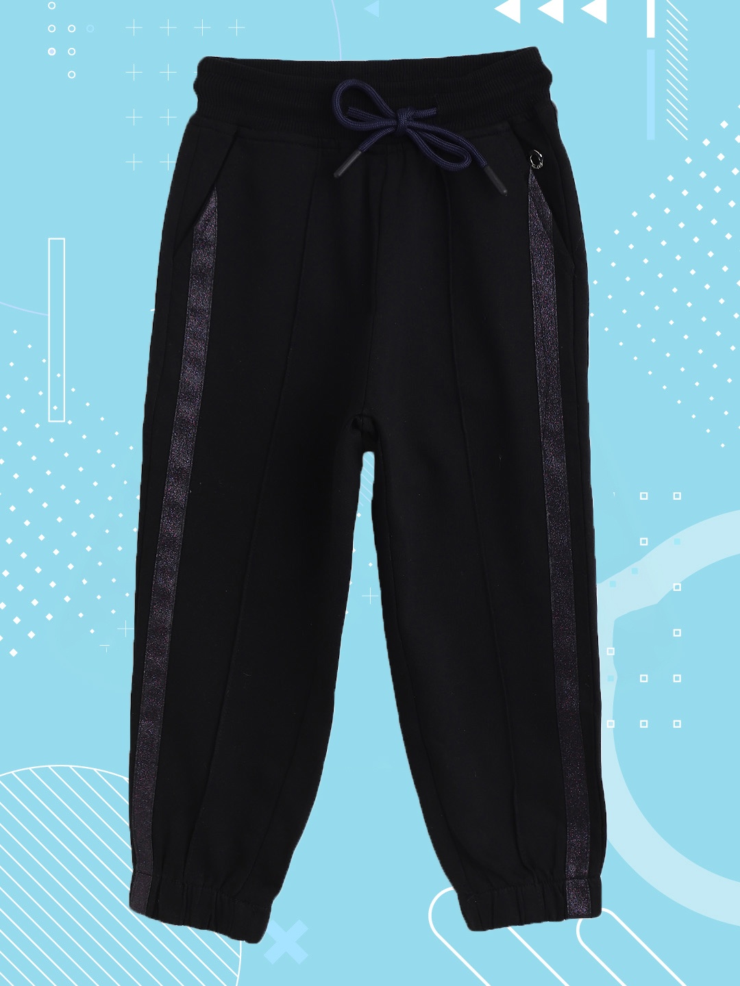 

Gini and Jony Girls Black & Purple Joggers with Side Striped Detail