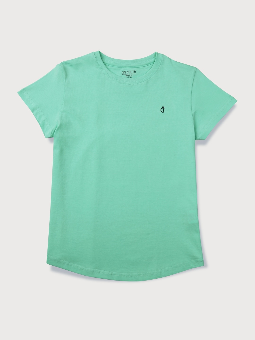 

Gini and Jony Girls Sea Green Solid Round Neck Regular Sleeves Knitted Pure Cotton Top