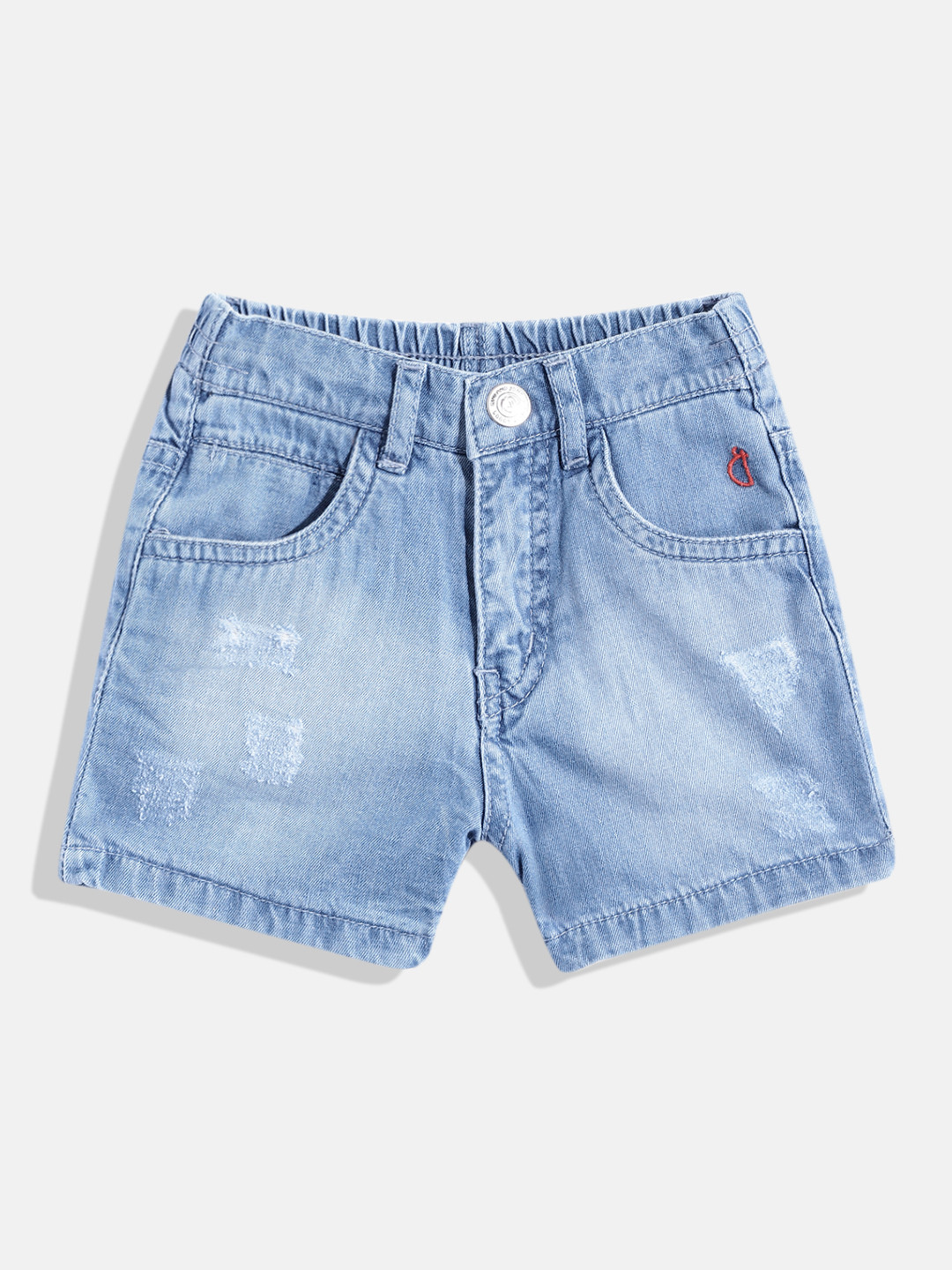 

Gini and Jony Infant Boys Blue Washed Low Distress Cotton Denim Shorts