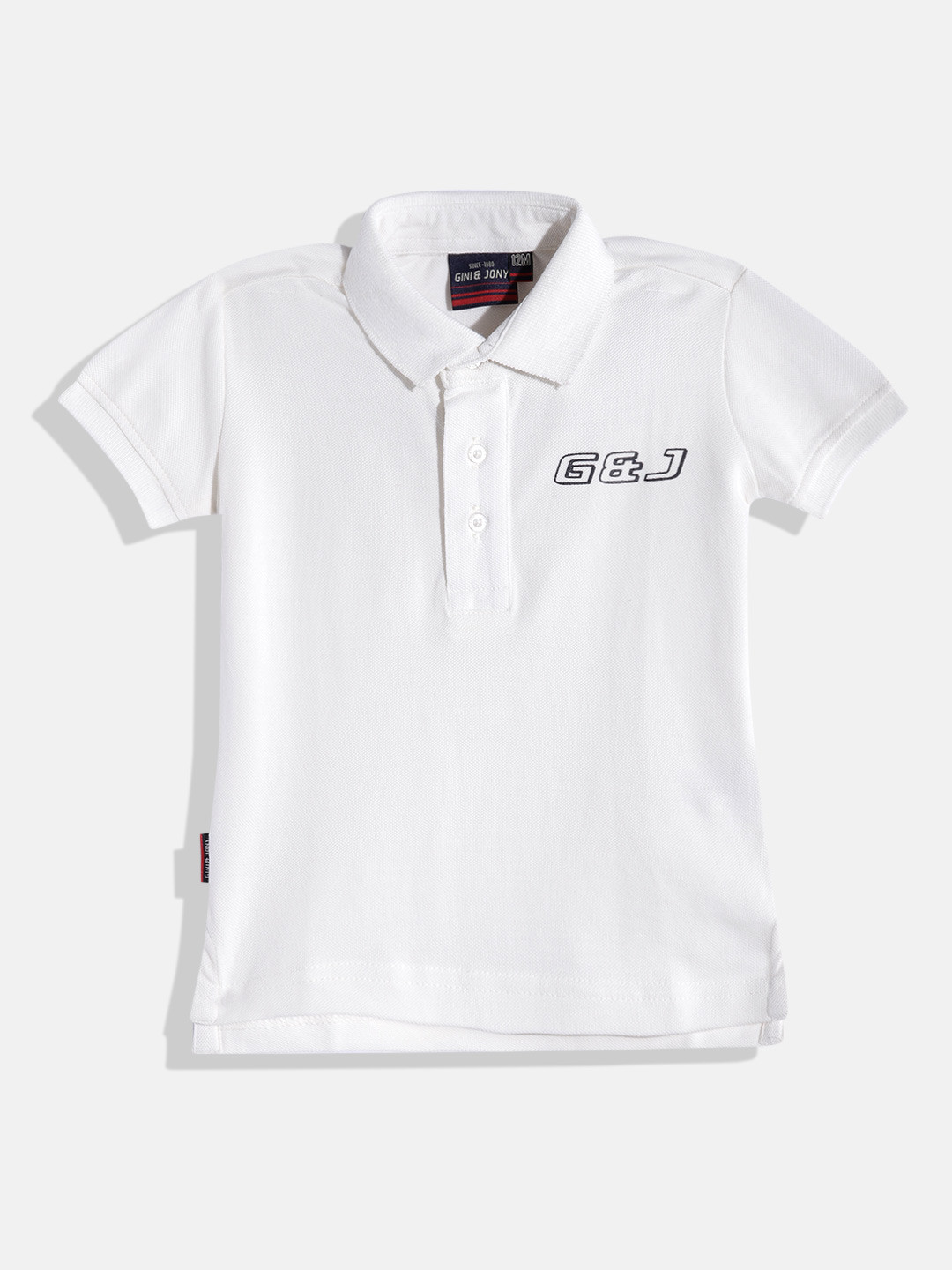 

Gini and Jony Boys Pure Cotton Brand Logo Detail Polo Collar T-shirt, White