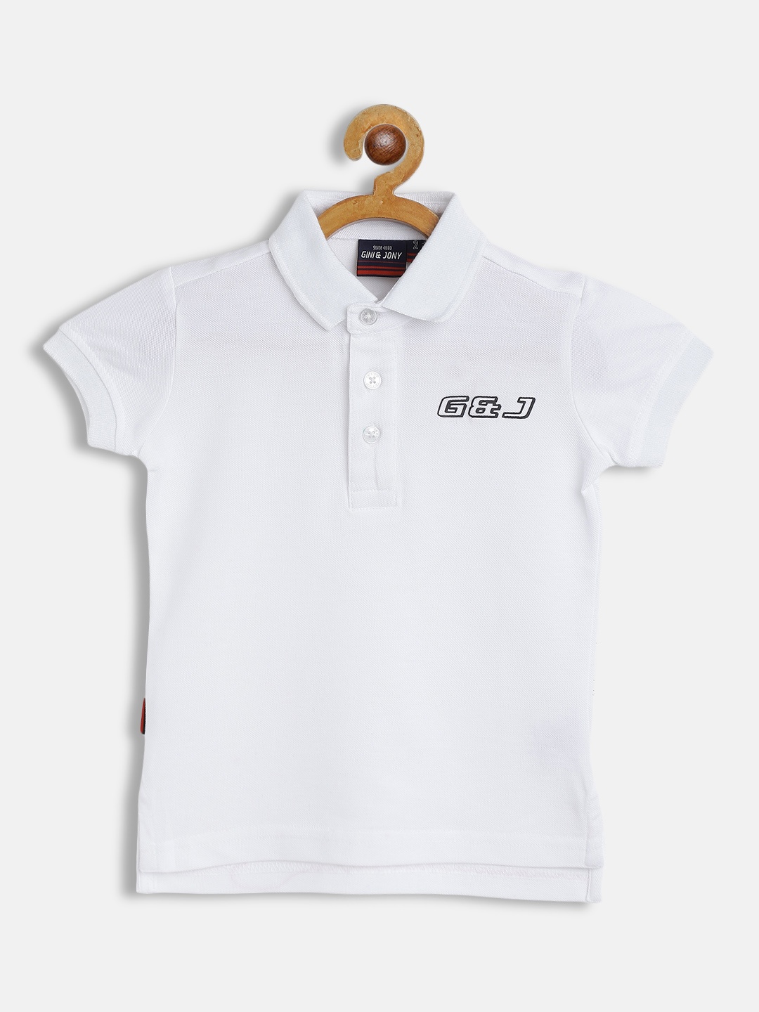 

Gini and Jony Boys White Cotton Polo Collar T-shirt