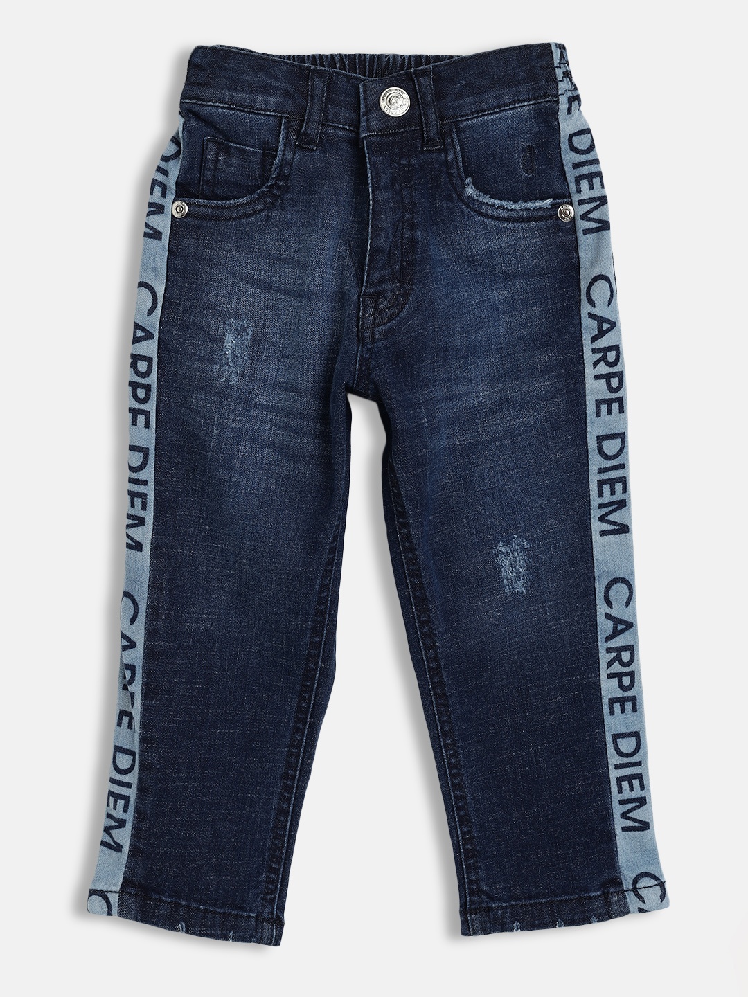 

Gini and Jony Boys Blue Slim Fit Mid-Rise Low Distressed Light Fade Stretchable Jeans