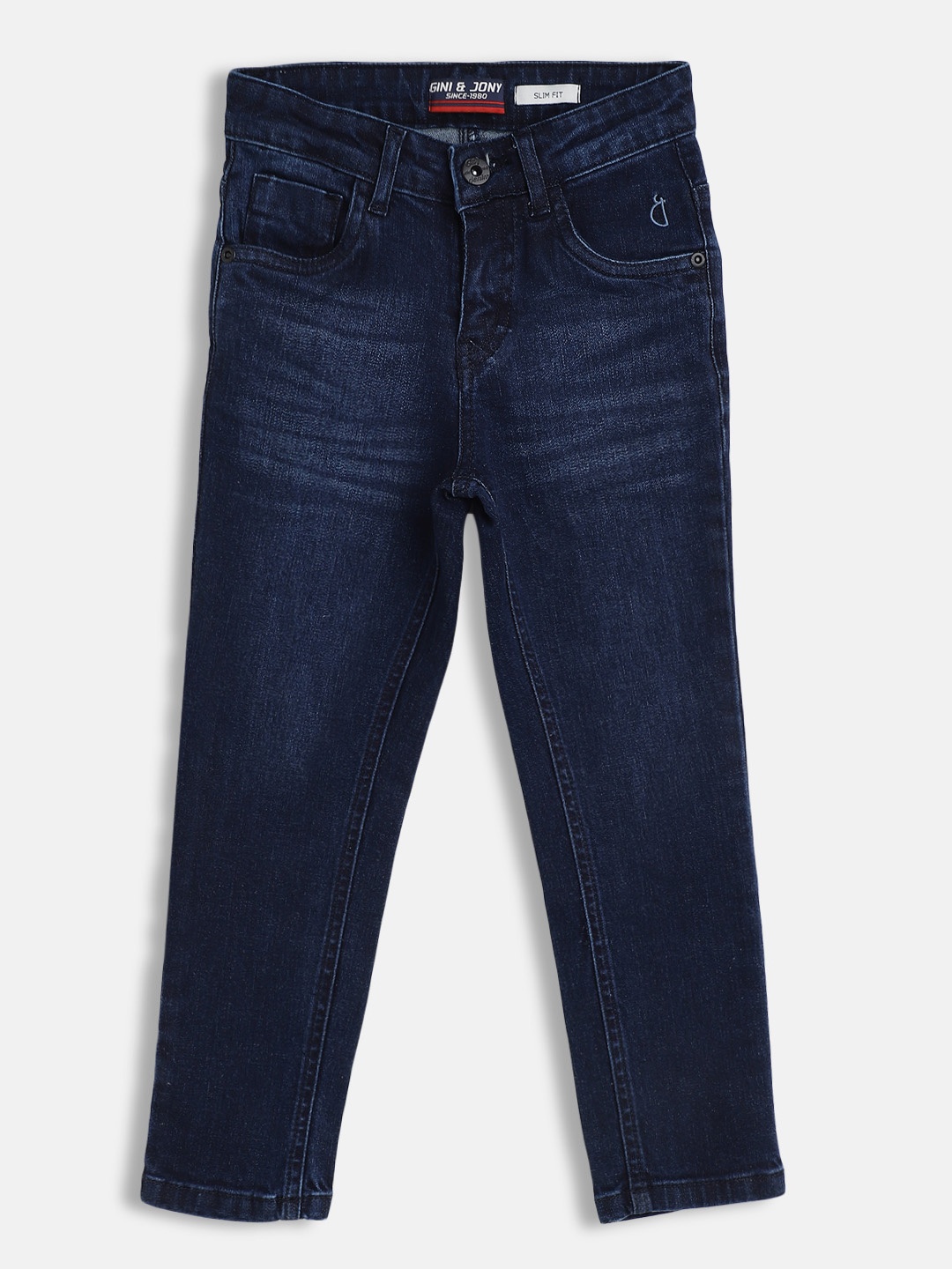 

Gini and Jony Boys Blue Solid Slim Fit Mid-Rise Light Fade Stretchable Jeans