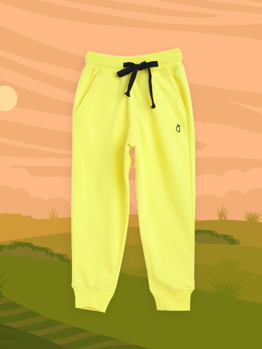

Gini and Jony Boys Yellow Solid Cotton Joggers