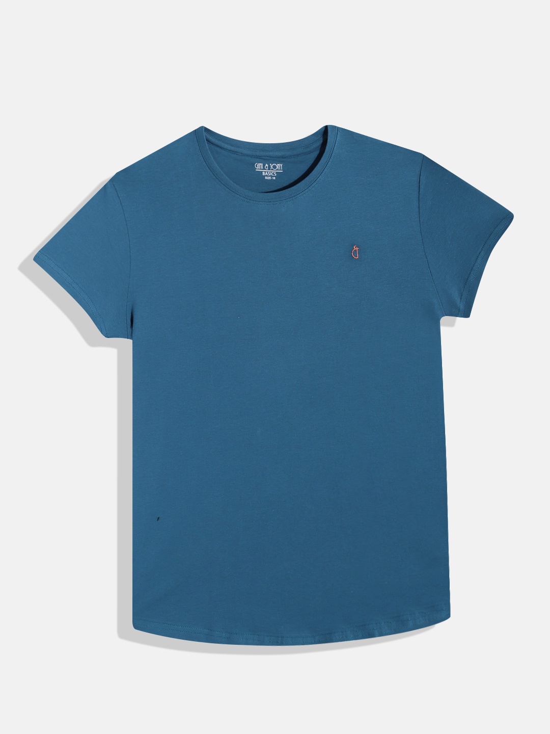 

Gini and Jony Girls Blue Solid Pure Cotton T-shirt