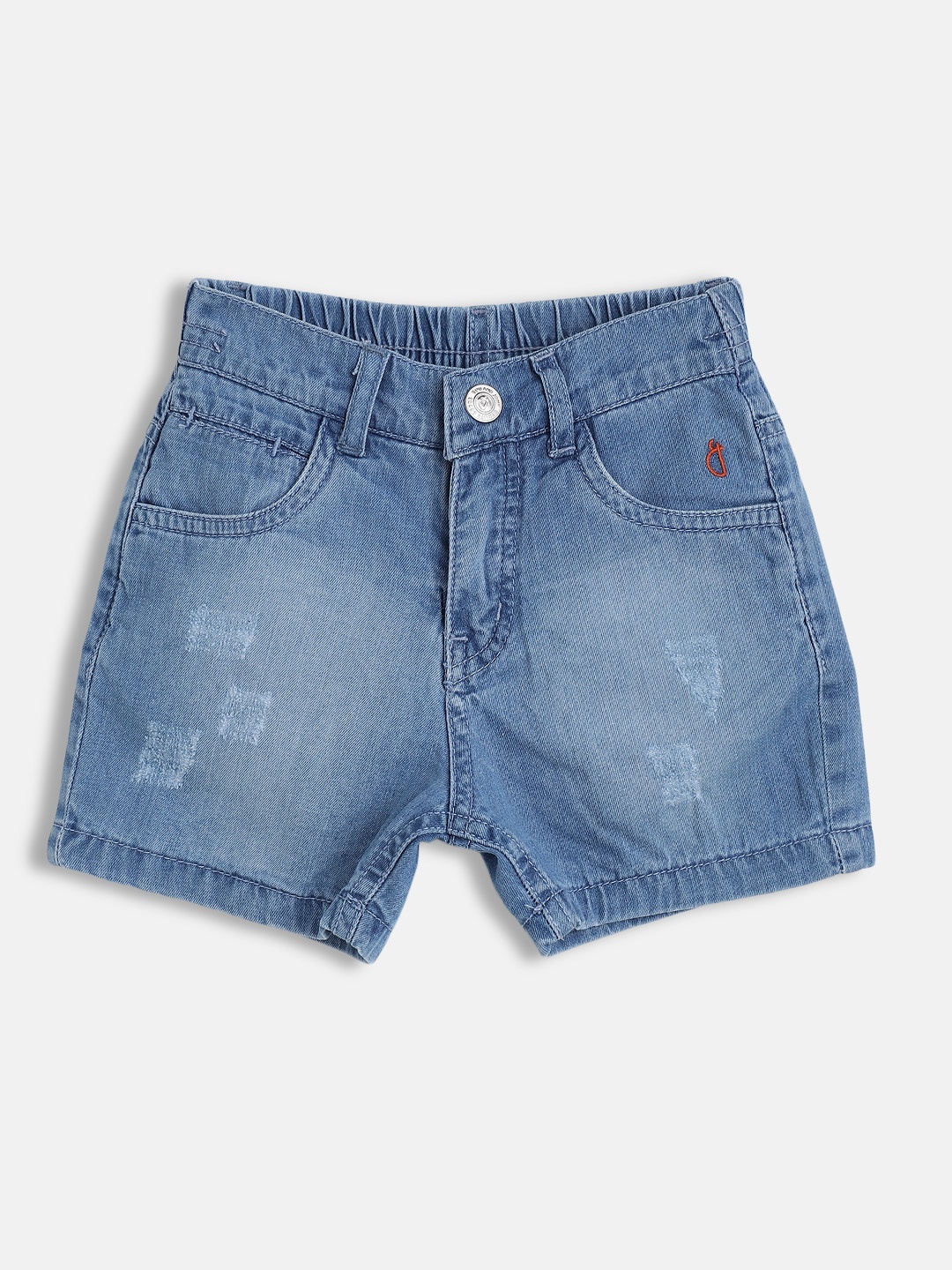 

Gini and Jony Boys Blue Pure Cotton Solid Light Faded Mid-Ris Shorts