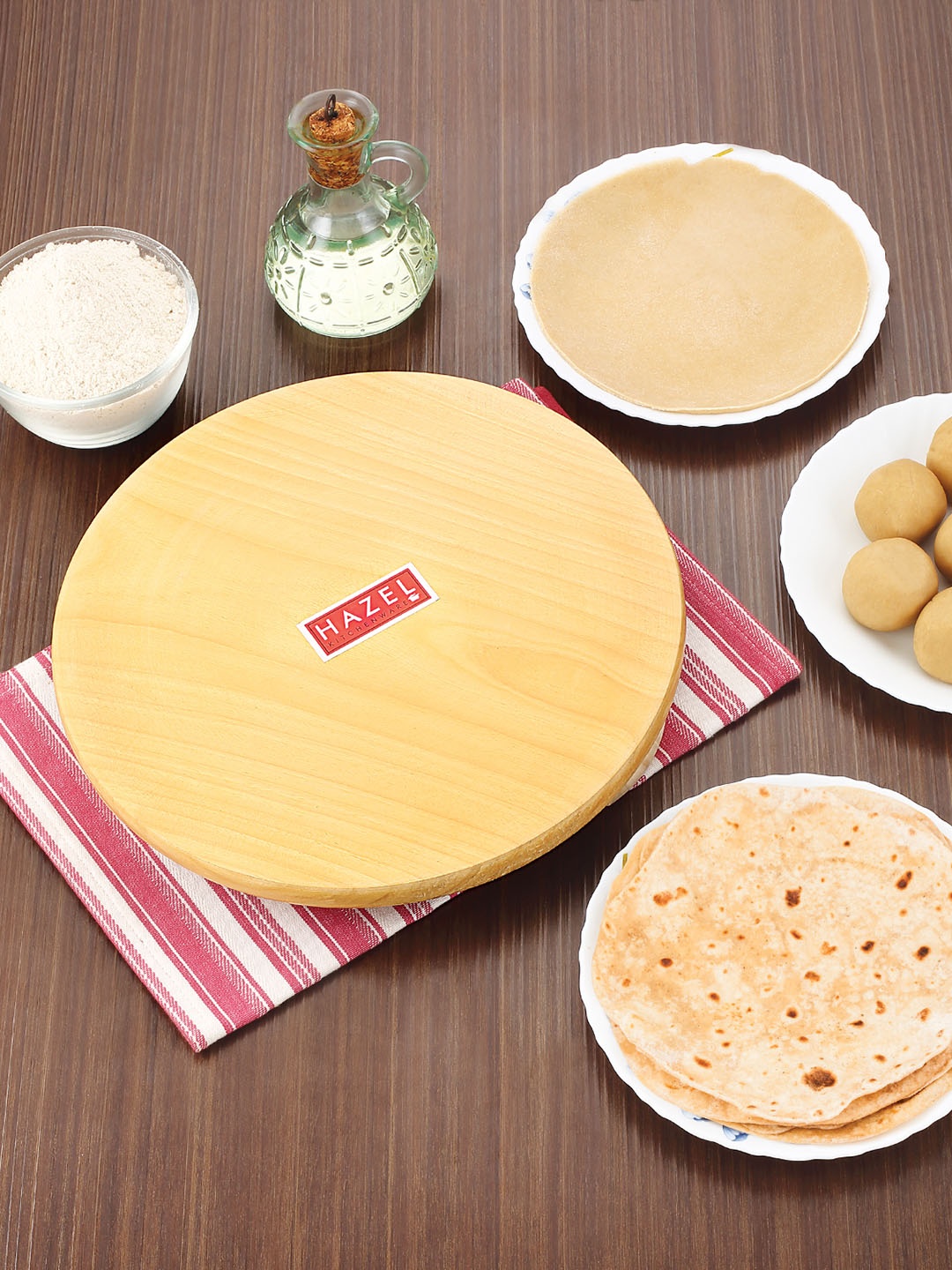 

HAZEL Yellow & Black Wooden Chakla Roti Maker With Roller